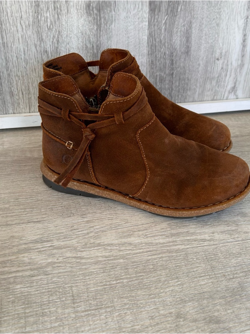 BORN Tarkiln Suede Leather Ankle Boot Women's 8 Brown Rustic Nature Boho - Picture 2 of 12